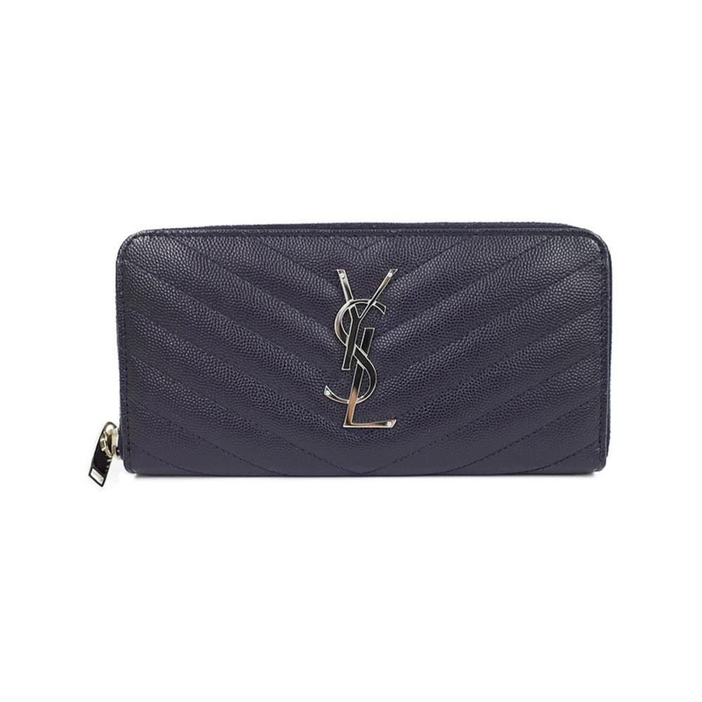 SAINT LAURENT Paris Monogram Full Zip Wallet Round Long